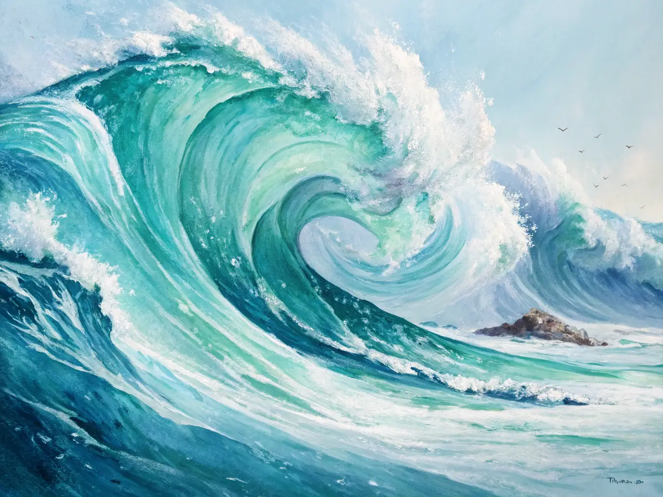 An abstract image showing rhythmic waves and patterns, symbolizing the breathwork training tool and its ability to synchronize mind and body for relaxation.