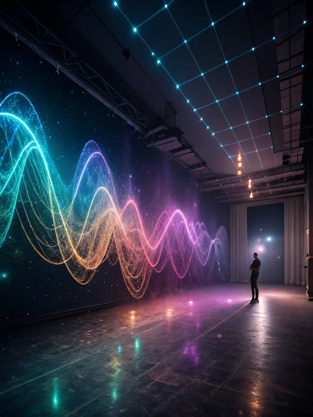 A visually appealing graphic of brainwaves synchronizing, with calming colors and patterns to represent neural entrainment and hemispheric synchronization.